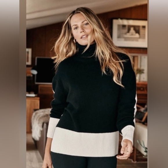 Summersalt Elegant Black and White Cashmere blend Turtkeneck in size XSmall - Picture 1 of 13